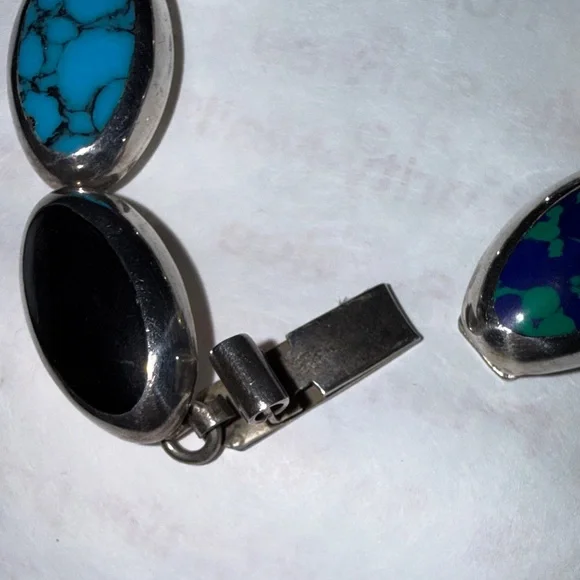 Elegant Silver and Turquoise Bracelet 925 - Picture 6 of 8